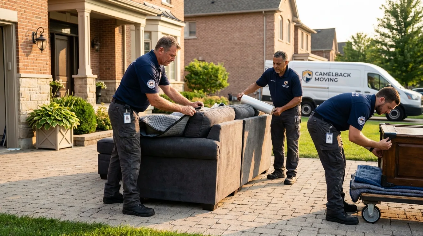 Large estate moving crew wrapping furniture in Long Prairie, MN